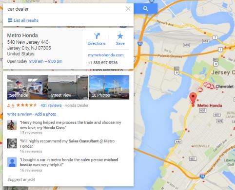 It's important your locations appear in localized search Local search results example
