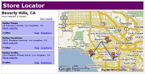 Example screenshot of store locator